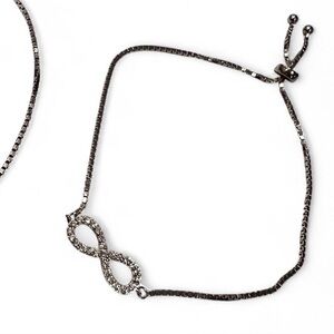 925 Sterling Silver Adjustable Infinity Charm Bracelet